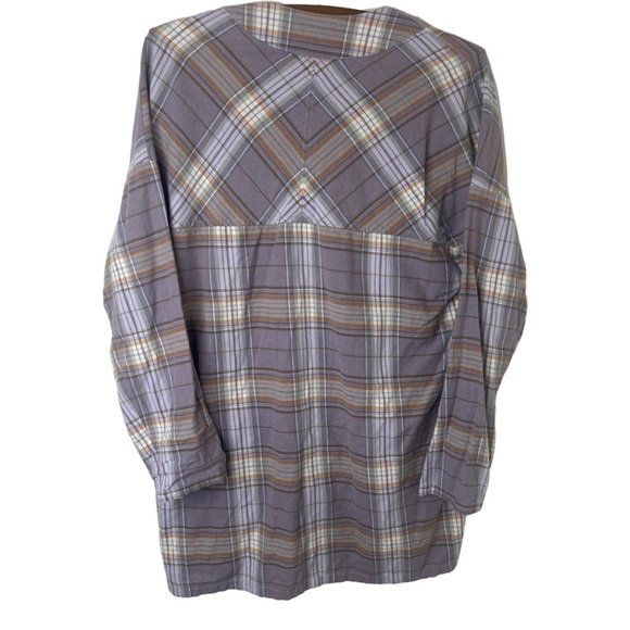 WE THE FREE Lilac Oversized Plaid Tie Front Button Down Flannel Size Small - Picture 2 of 16